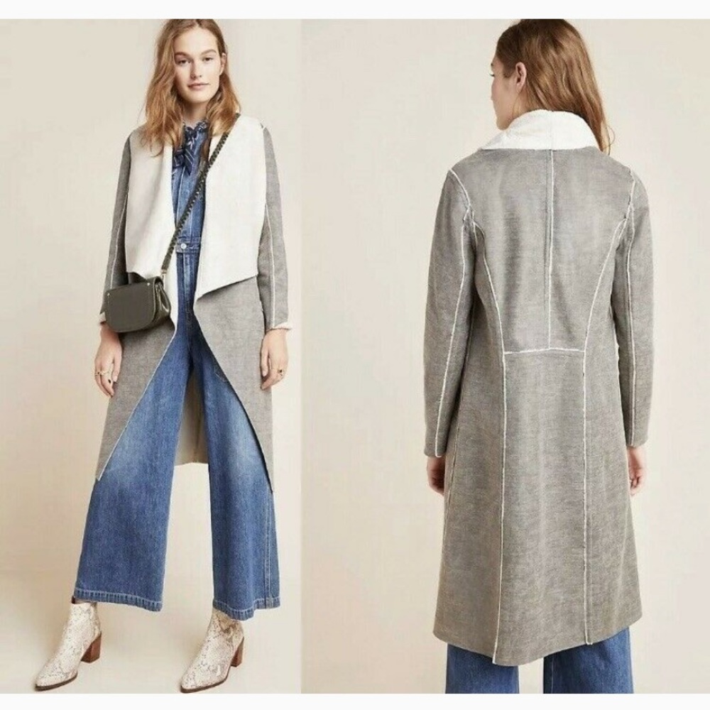 NWT Anthropologie Suede Sherpa Jacket Amadi Camilla